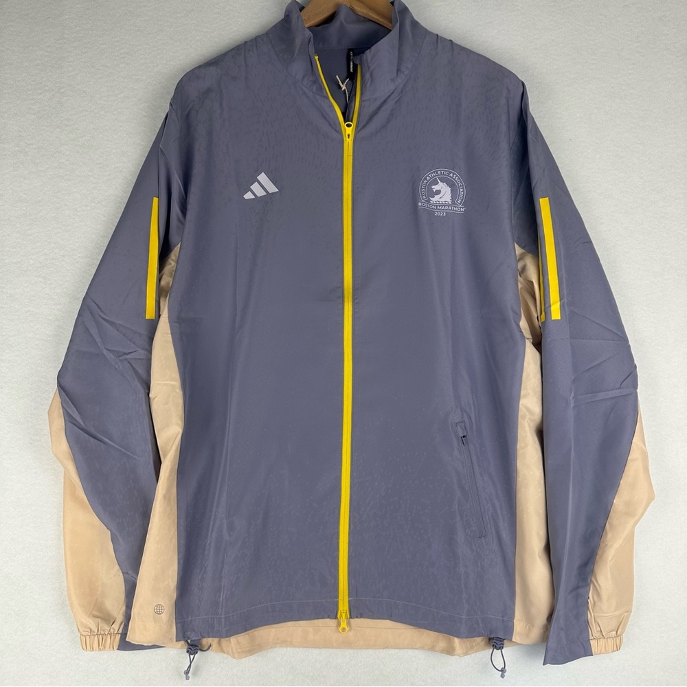 Adidas HY0263 Boston Marathon Celebration Jacket Silver Violet Mens Large